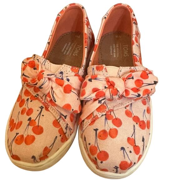 TOMS Sneakers Cherry Print Bow Toms sz 11 Sneakers - Picture 1 of 9